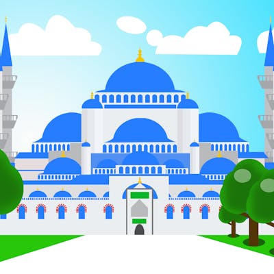 تصميم ورسم كرتوني للمسجد السليماني في تركيا